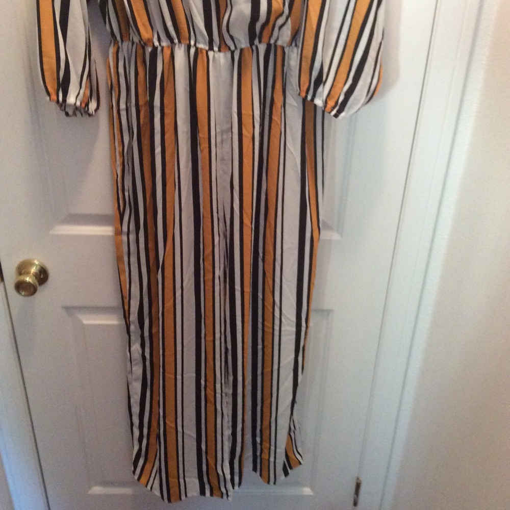 🎆HURRY🎆Cute! Candy Stripe Jumpsuit Cross-Top - Picture 2 of 6